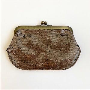 Express glitter clutch with gold chain purse